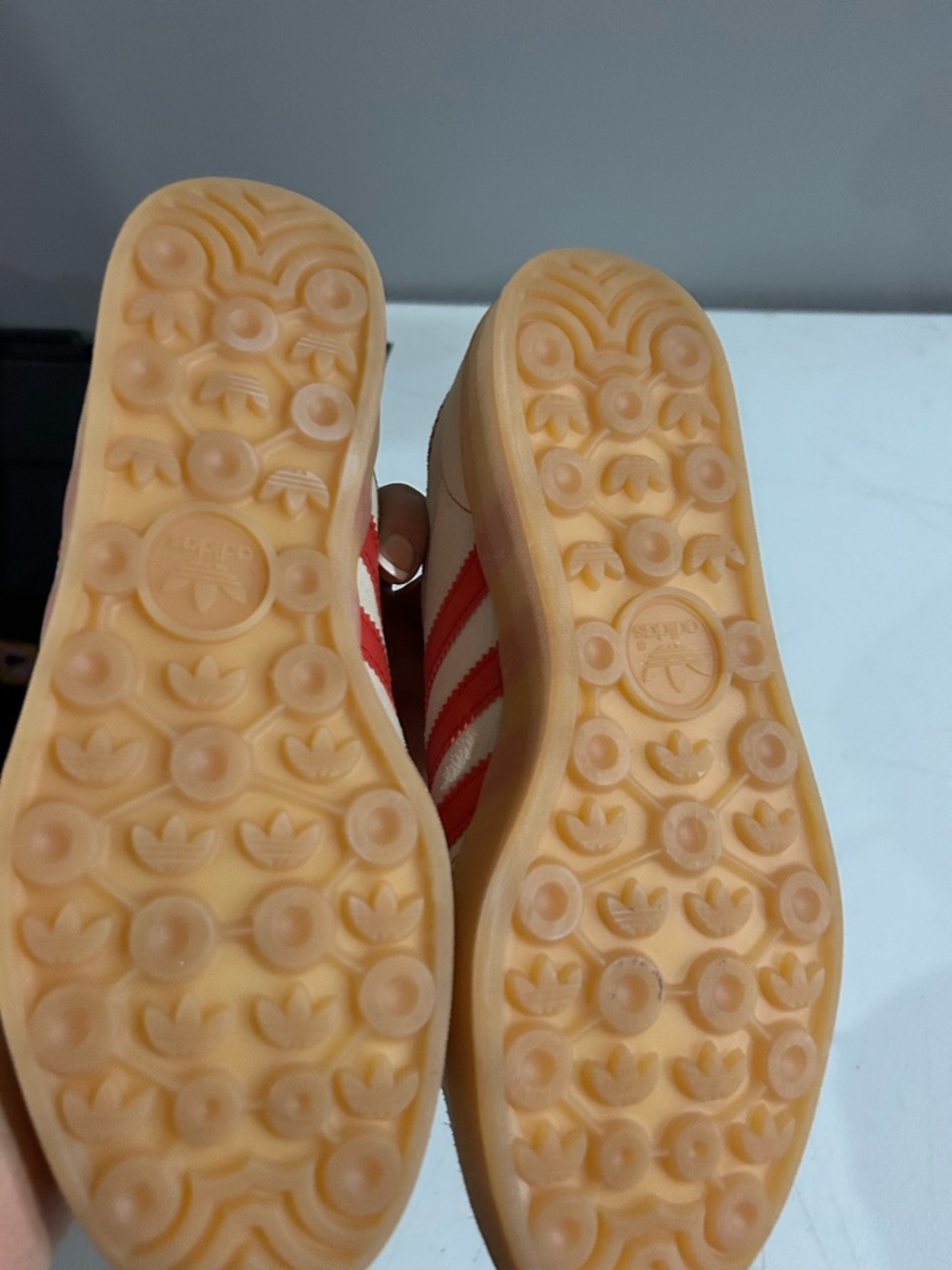 adidas Gazelle Suede Sneakers in Cream and Red - Picture 3 of 4